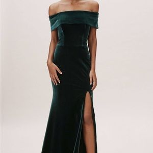 BHLDN Anthropologie Velvet Green Fawn Dress
